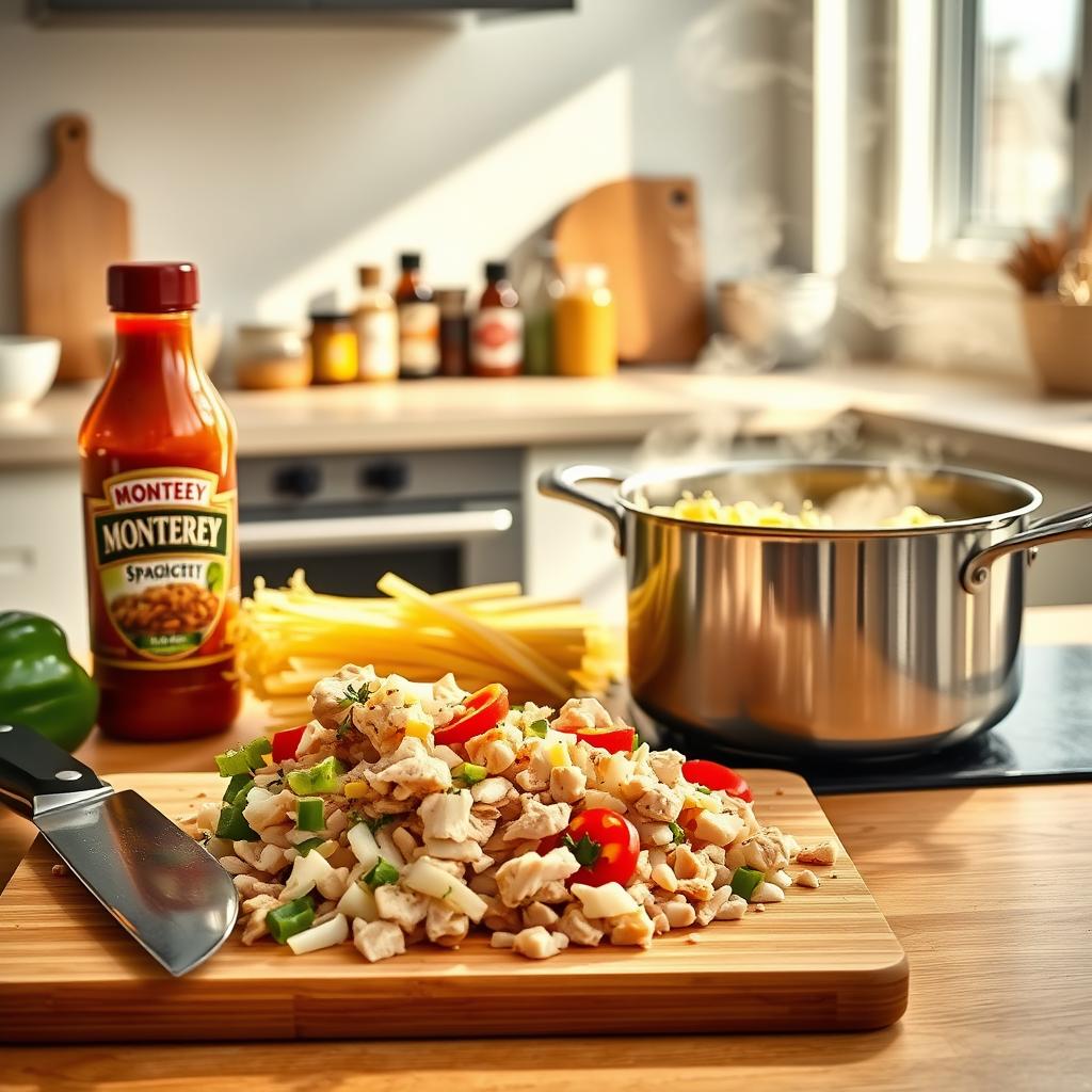 Monterey Chicken Spaghetti Kitchen Setup