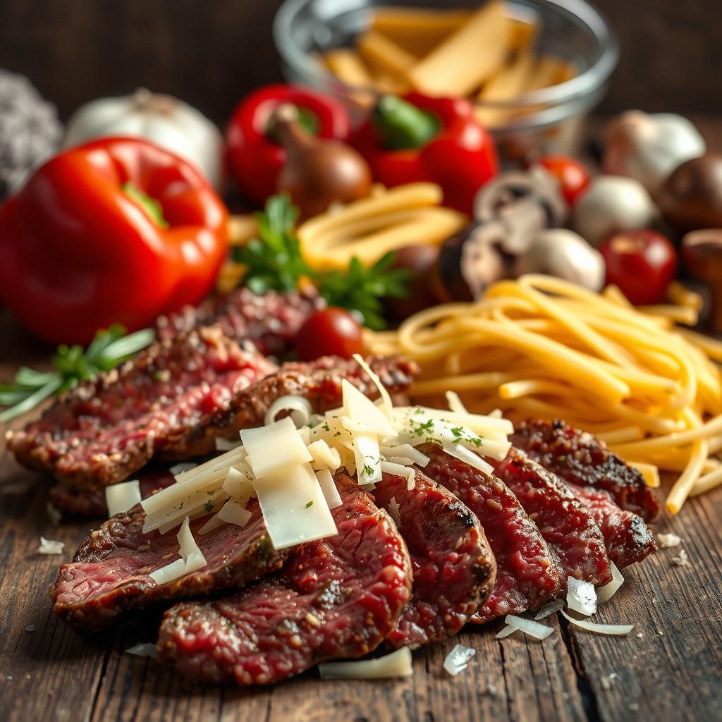 Philly Cheesesteak Pasta Ingredients