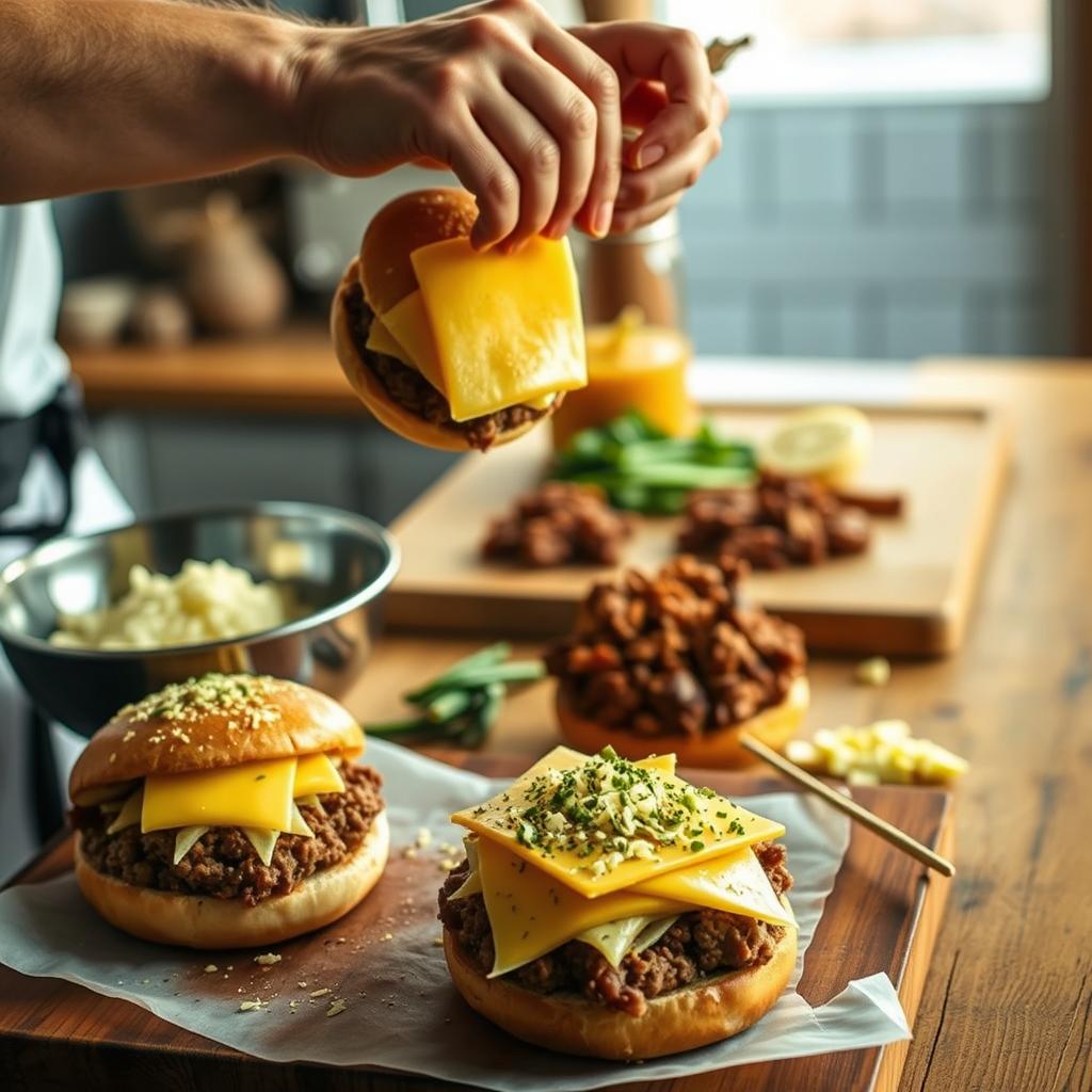 Preparing Cheeseburger Bombs