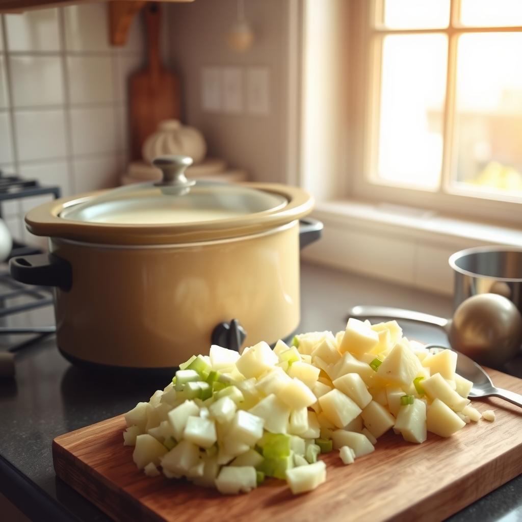 Slow Cooker Potato Soup Preparation