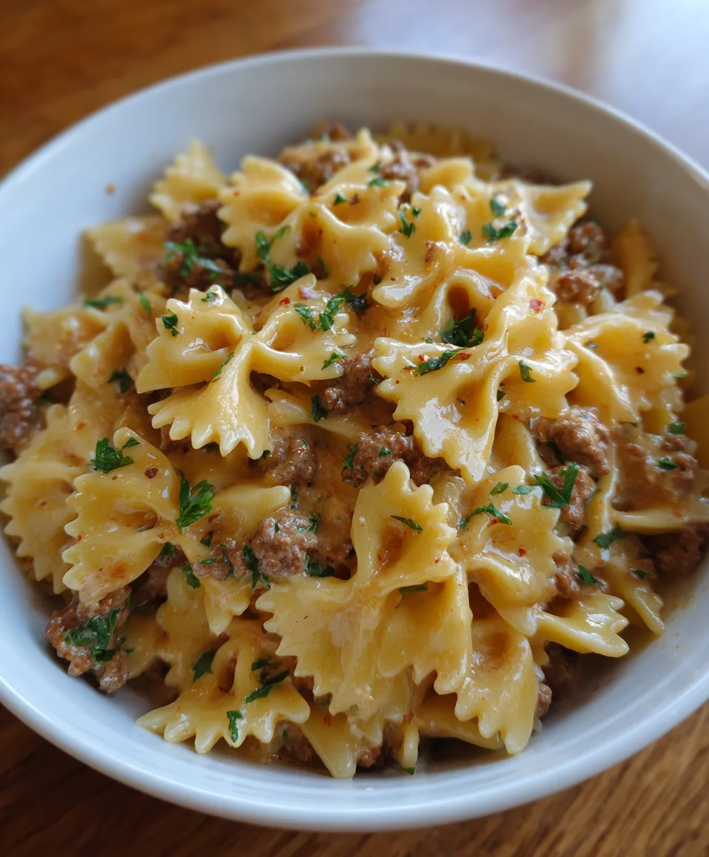 Enjoy a Creamy Beef and Bowtie Pasta Tonight