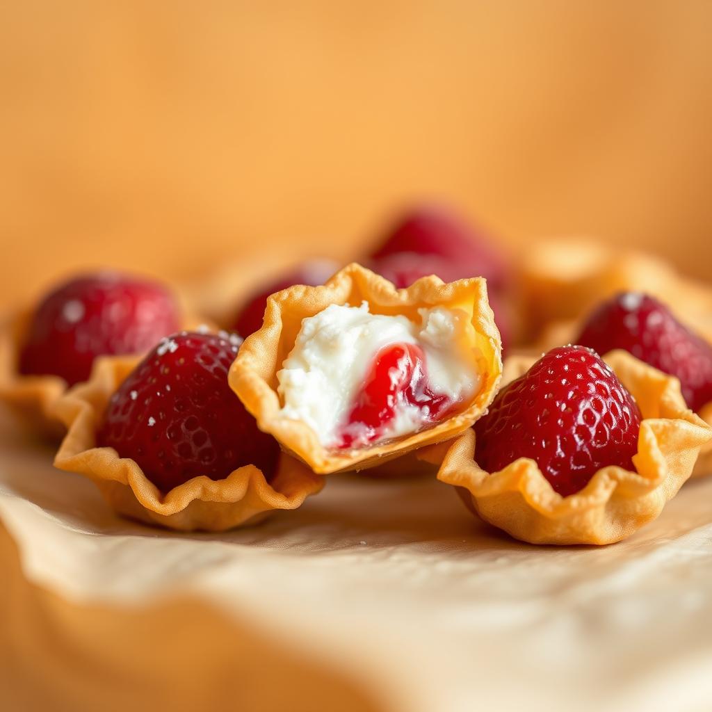 Strawberry Cheesecake Wonton Bites