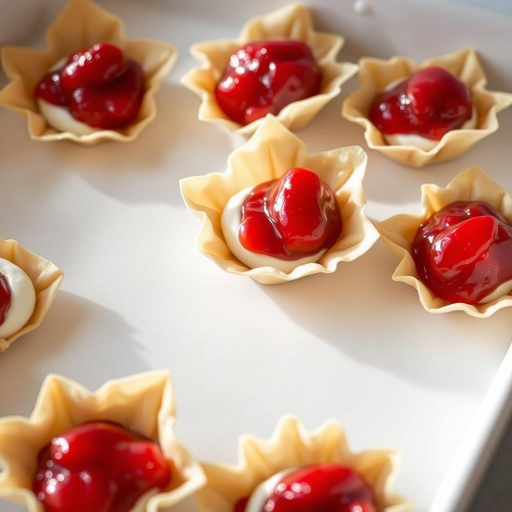 Strawberry Cream Cheese Wonton Cups Preparation