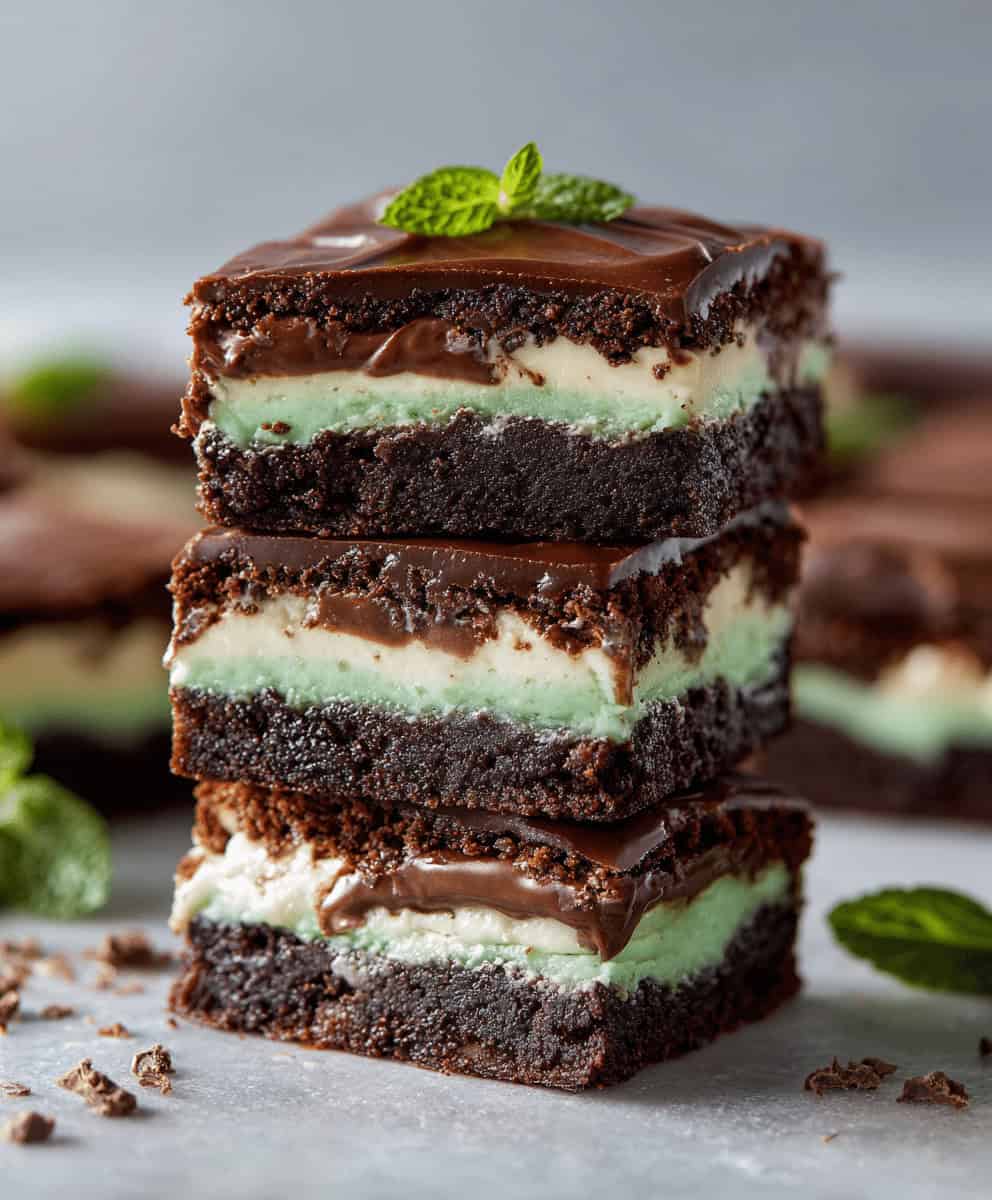 Mint Fudge Stuffed Brownies