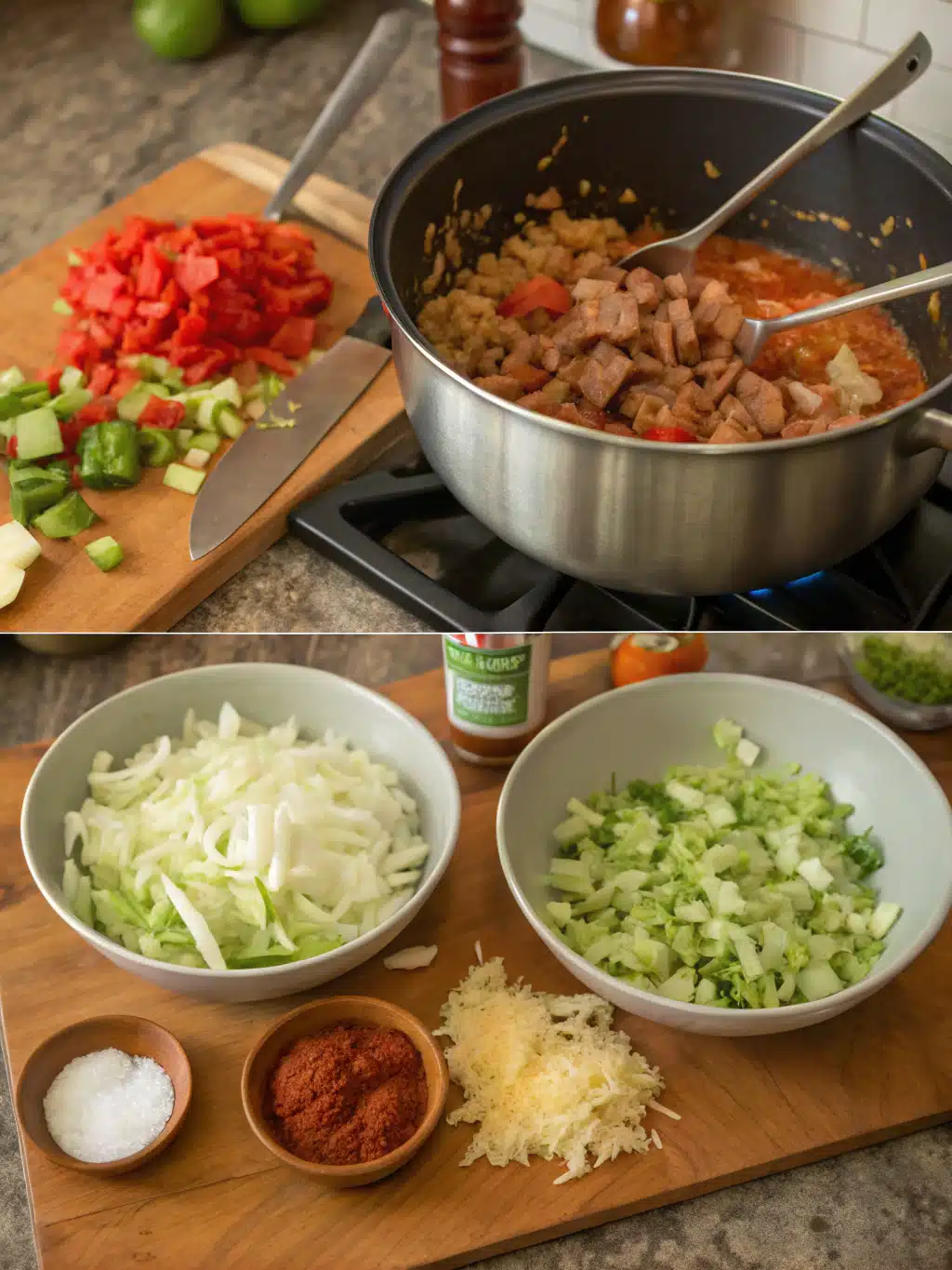 cajun cabbage jambalaya preparing steps