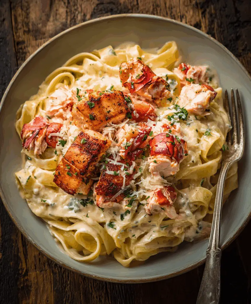 Cajun Lobster Crab and Salmon Alfredo