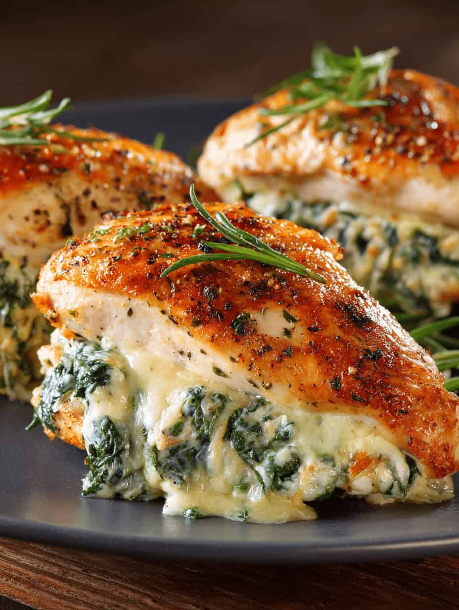 Cheesy Spinach Stuffed Chicken Breasts Recipe