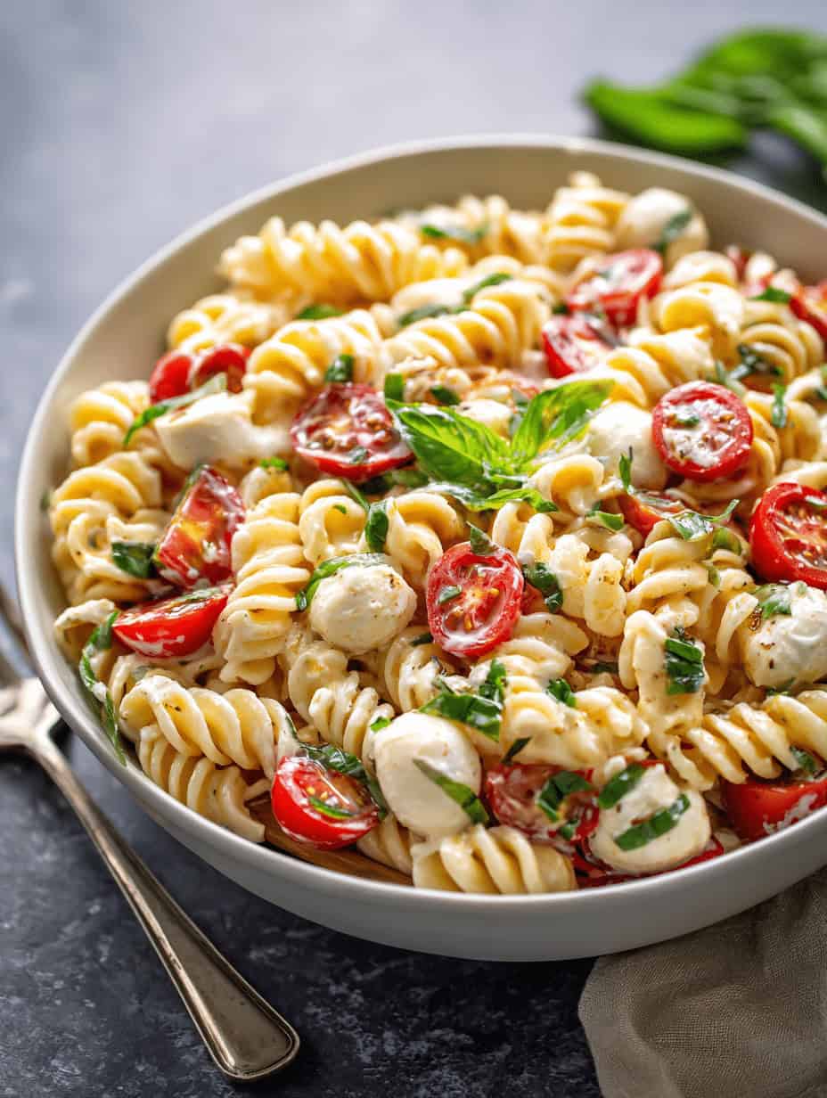Creamy Caprese Pasta Salad