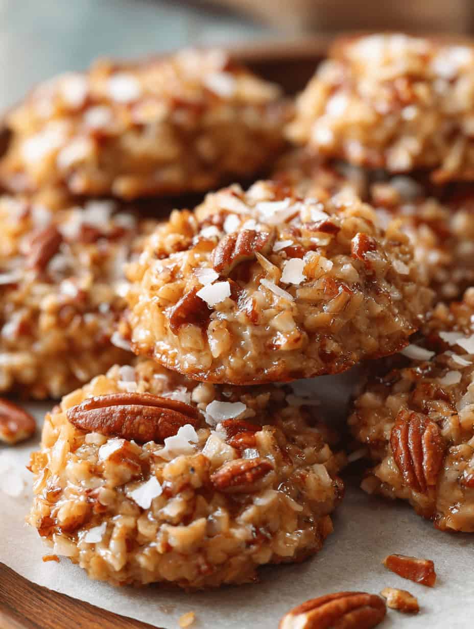Easy No Bake Pecan Coconut Praline Cookies Recipe