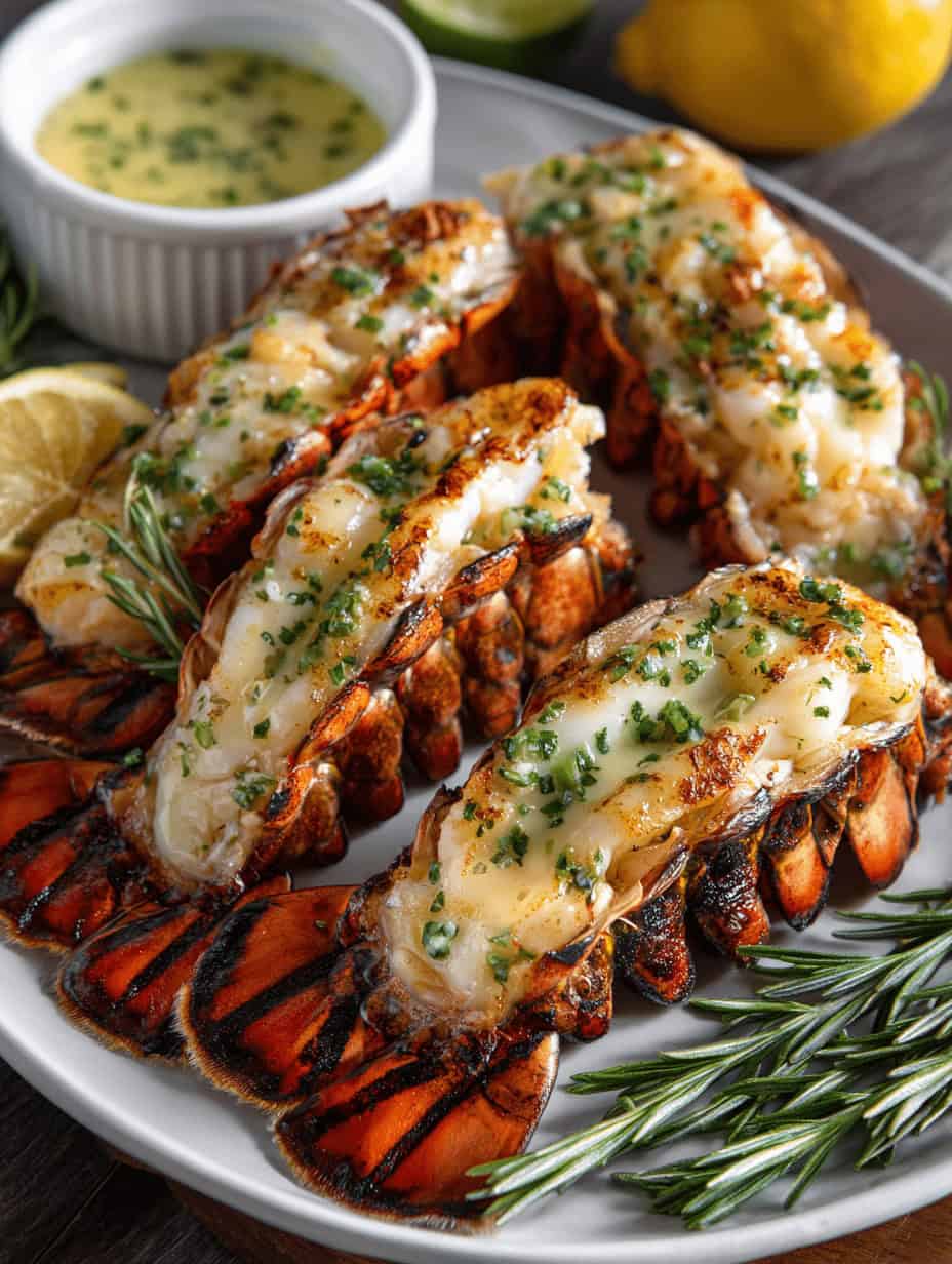 Grilled Lobster Tails with Garlic Lemon Butter Sauce