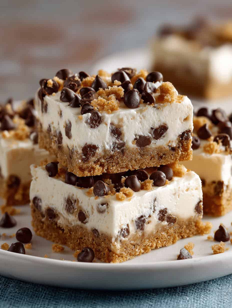 No-Bake Cookie Dough Cheesecake Bars Recipe