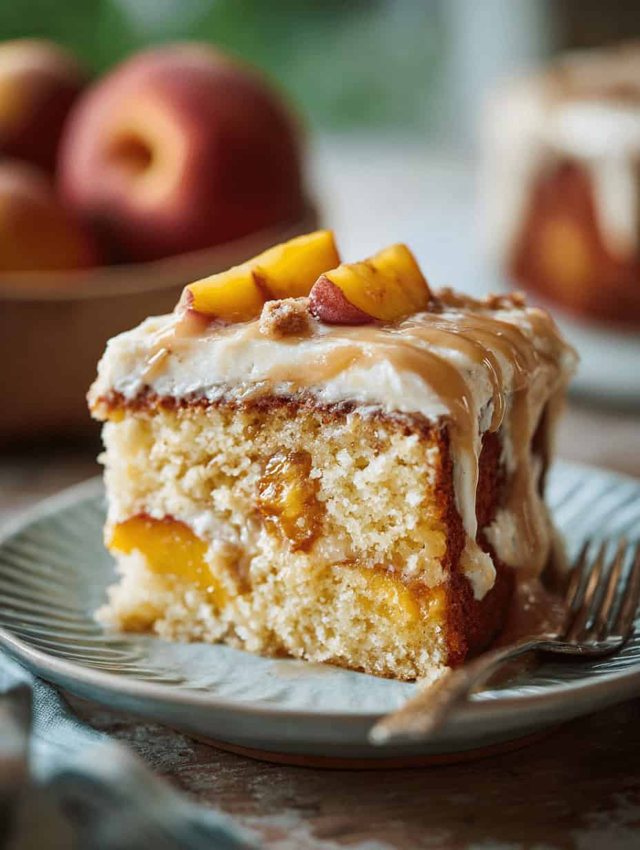 Peach Cake with Brown Sugar Frosting