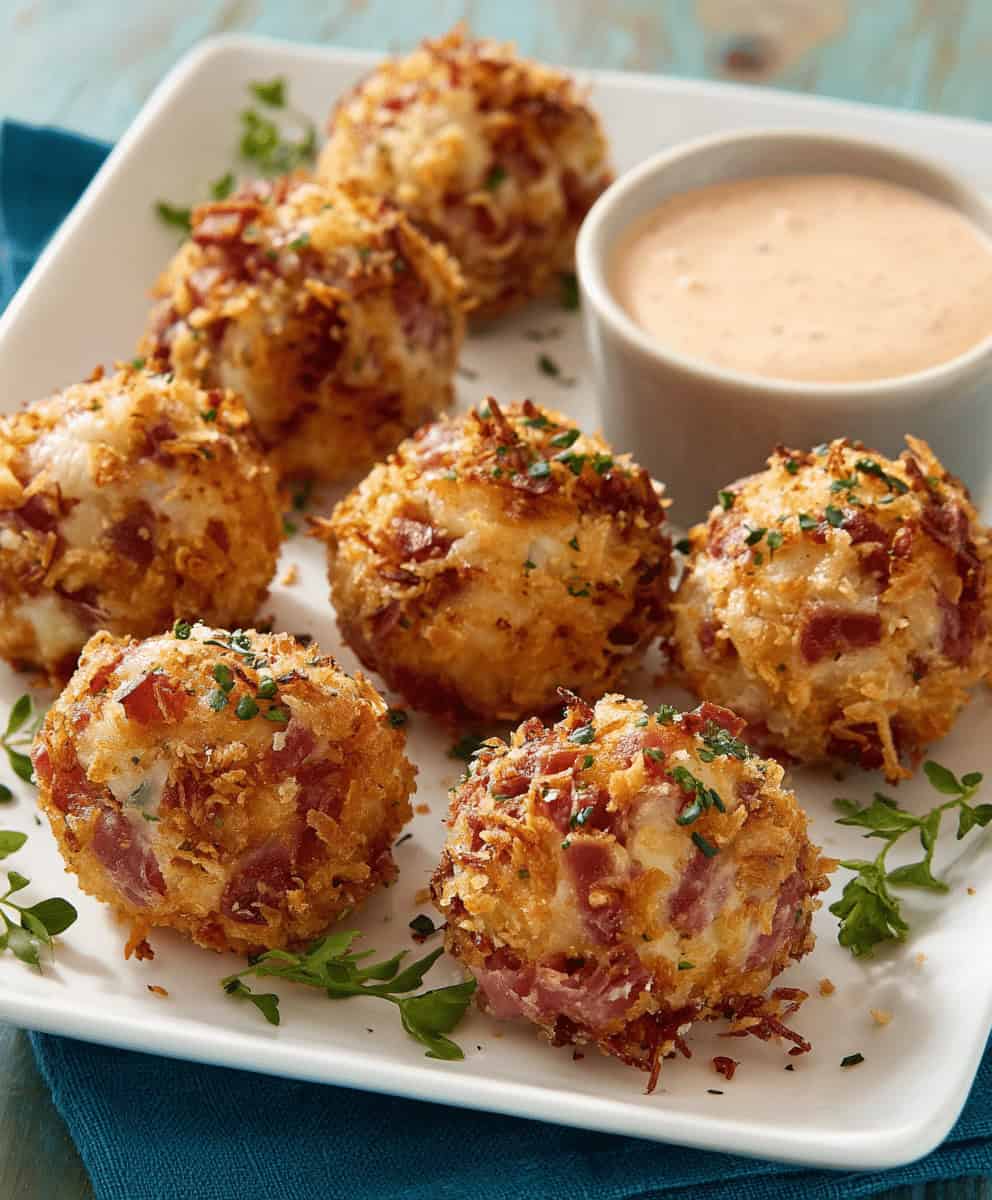 Reuben Balls with Spicy Thousand Island Dipping Sauce