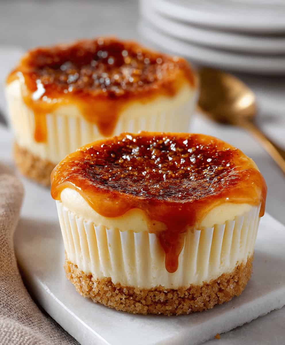 Vanilla Bean Crème Brûlée Cheesecake Cupcakes