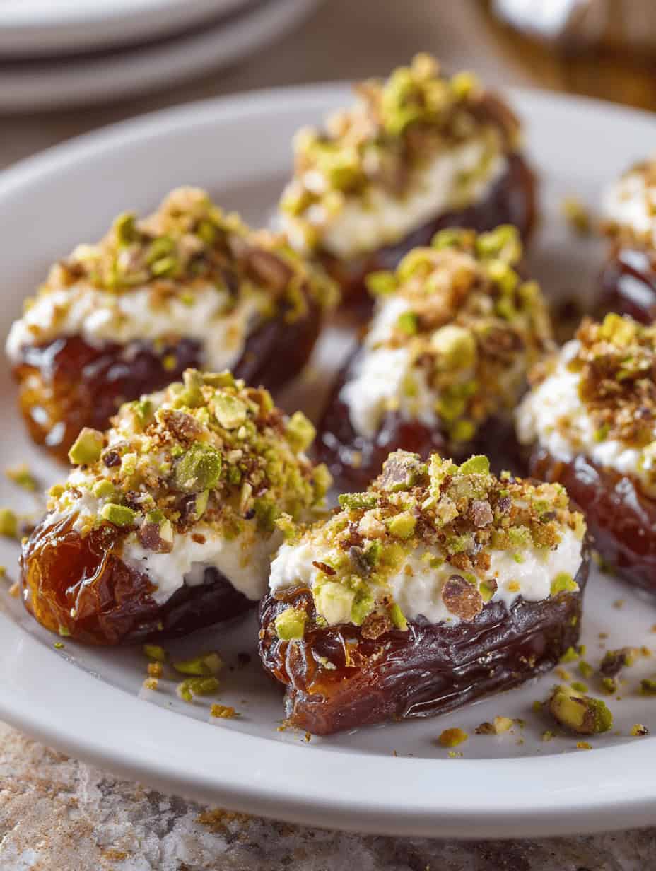 A Sweet Bite of Tradition: Honey Pistachio Ricotta Stuffed Dates