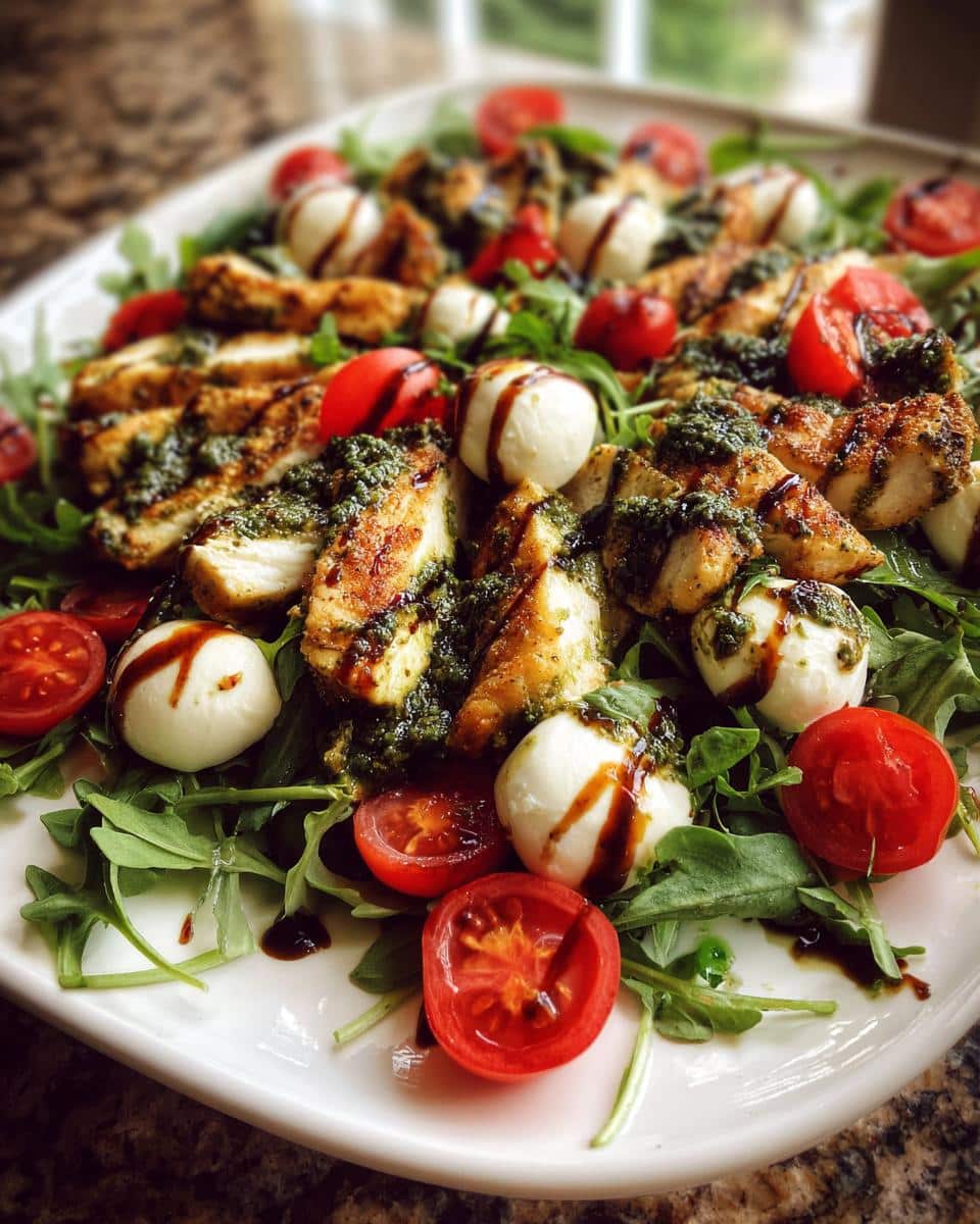 Pesto Chicken Caprese Salad