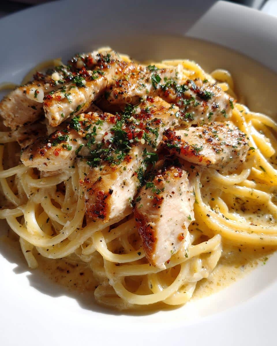 garlic parmesan chicken pasta - detail 1