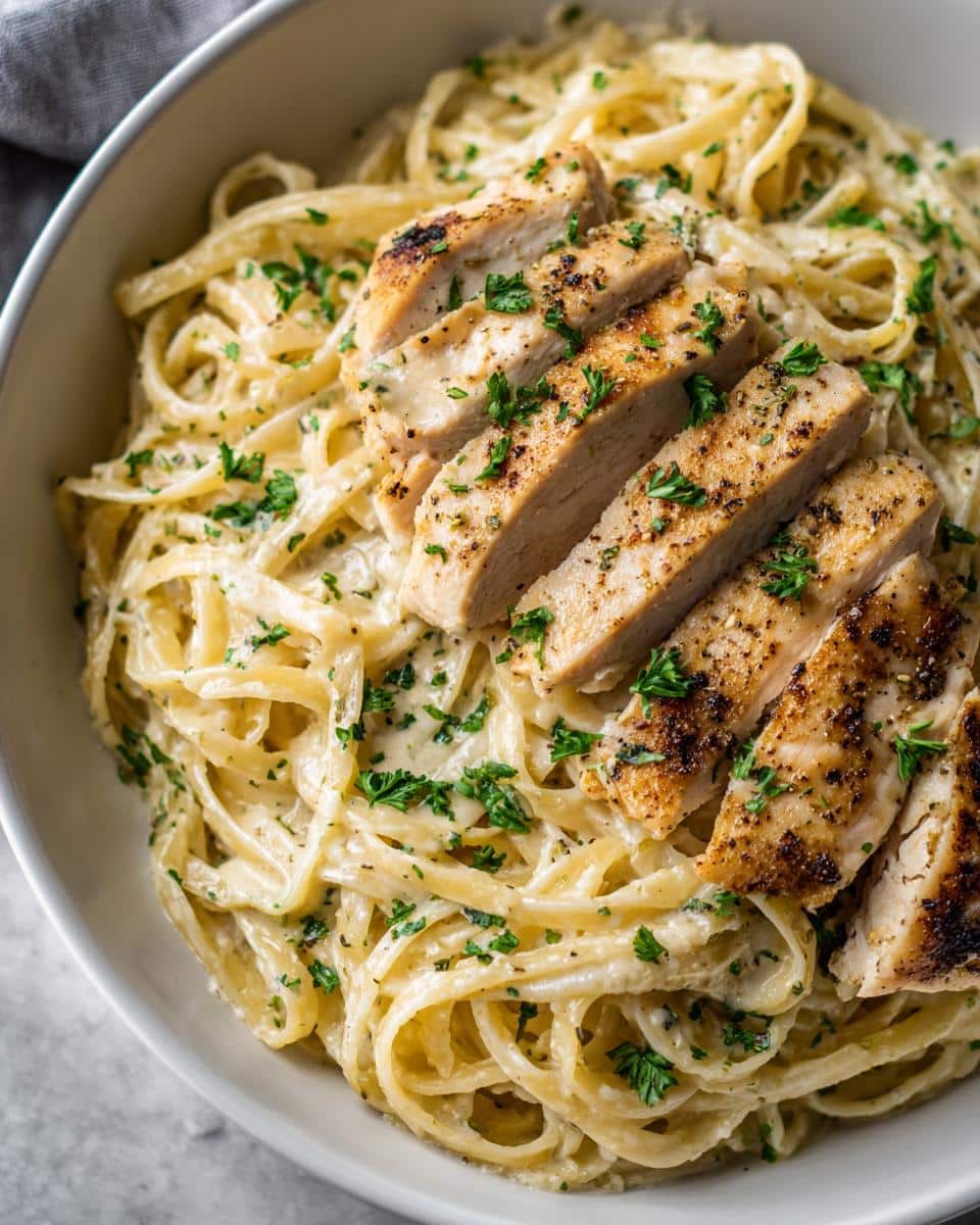 garlic parmesan chicken pasta - detail 2