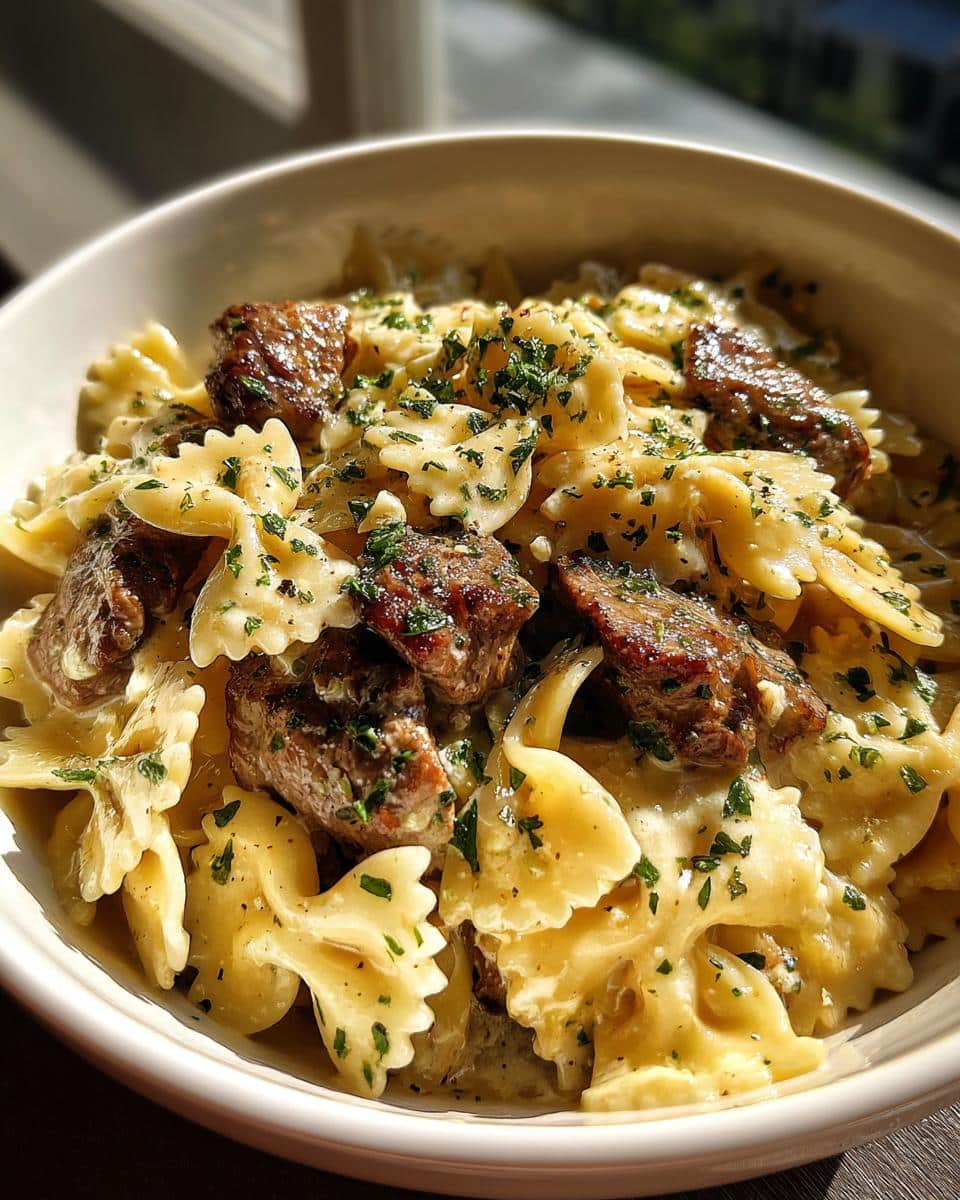Cheesy Garlic Butter Beef Bowtie Pasta - detail 1