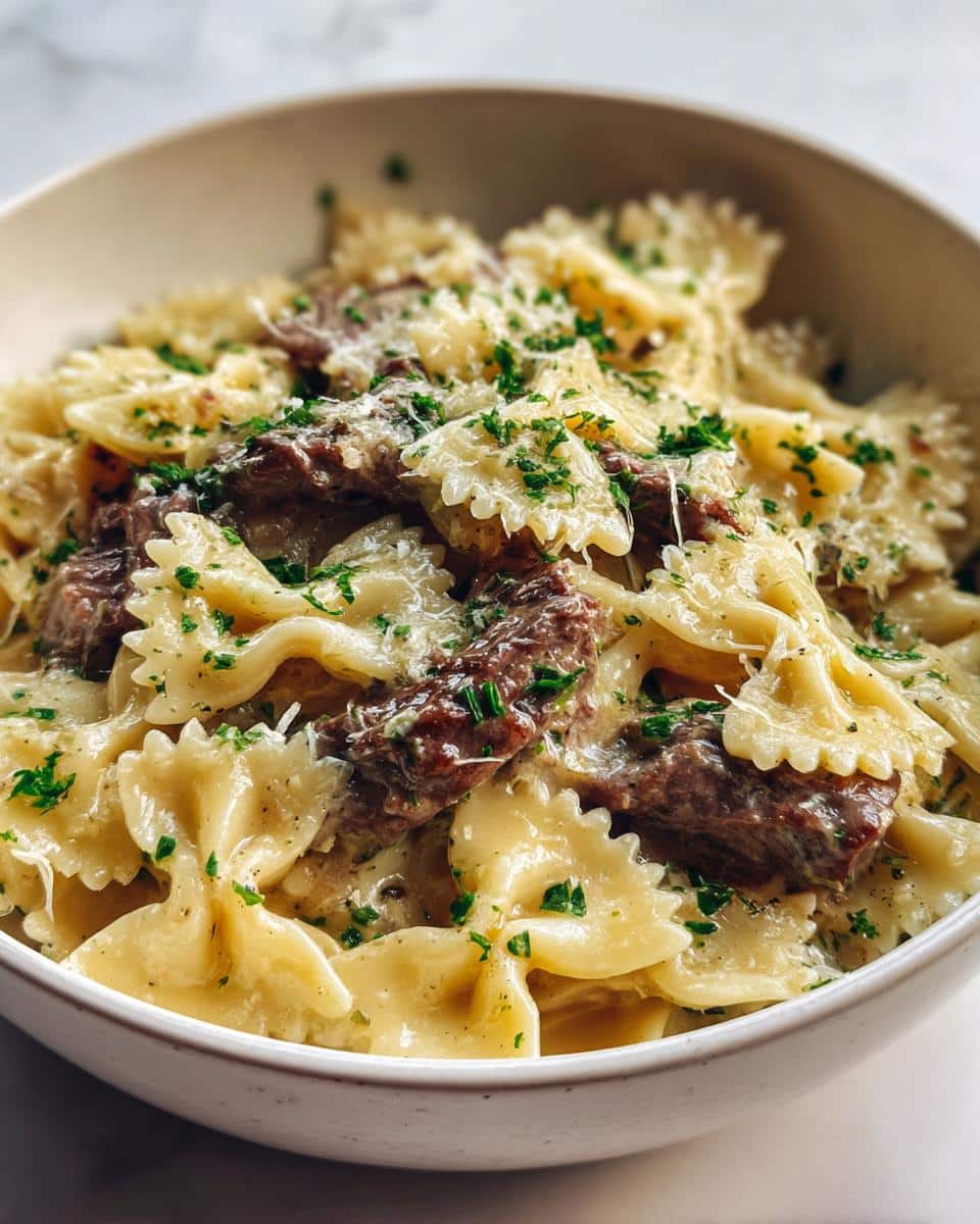 Cheesy Garlic Butter Beef Bowtie Pasta - detail 2