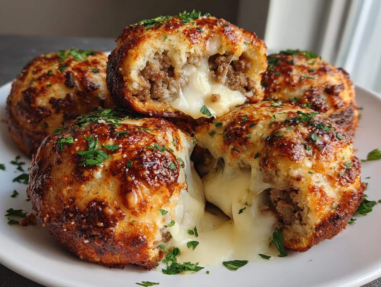 Garlic Parmesan Cheeseburger Bombs – 5 Ingredients