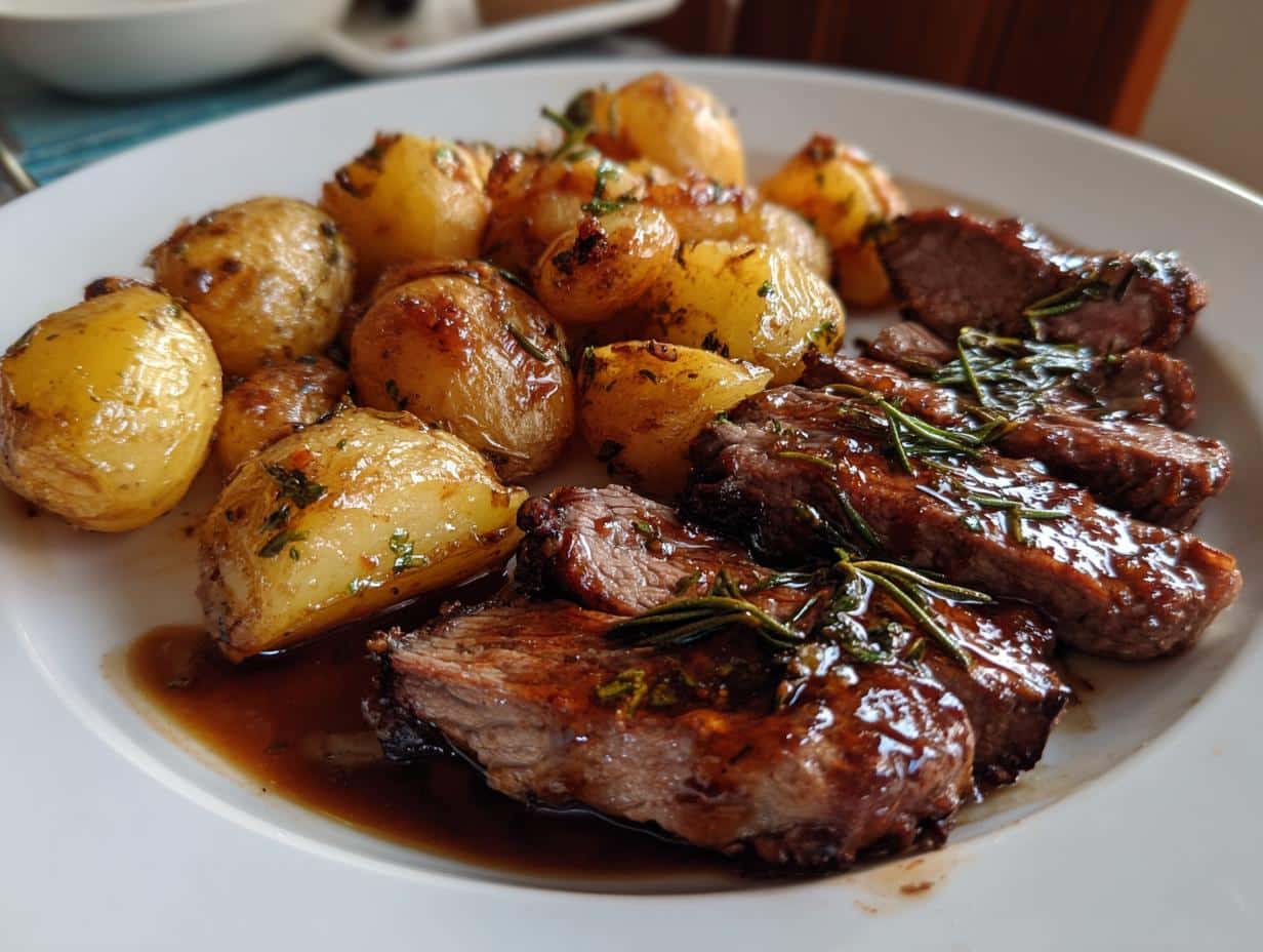 Irresistible Honey Beef with Roasted Potatoes in 30 Minutes
