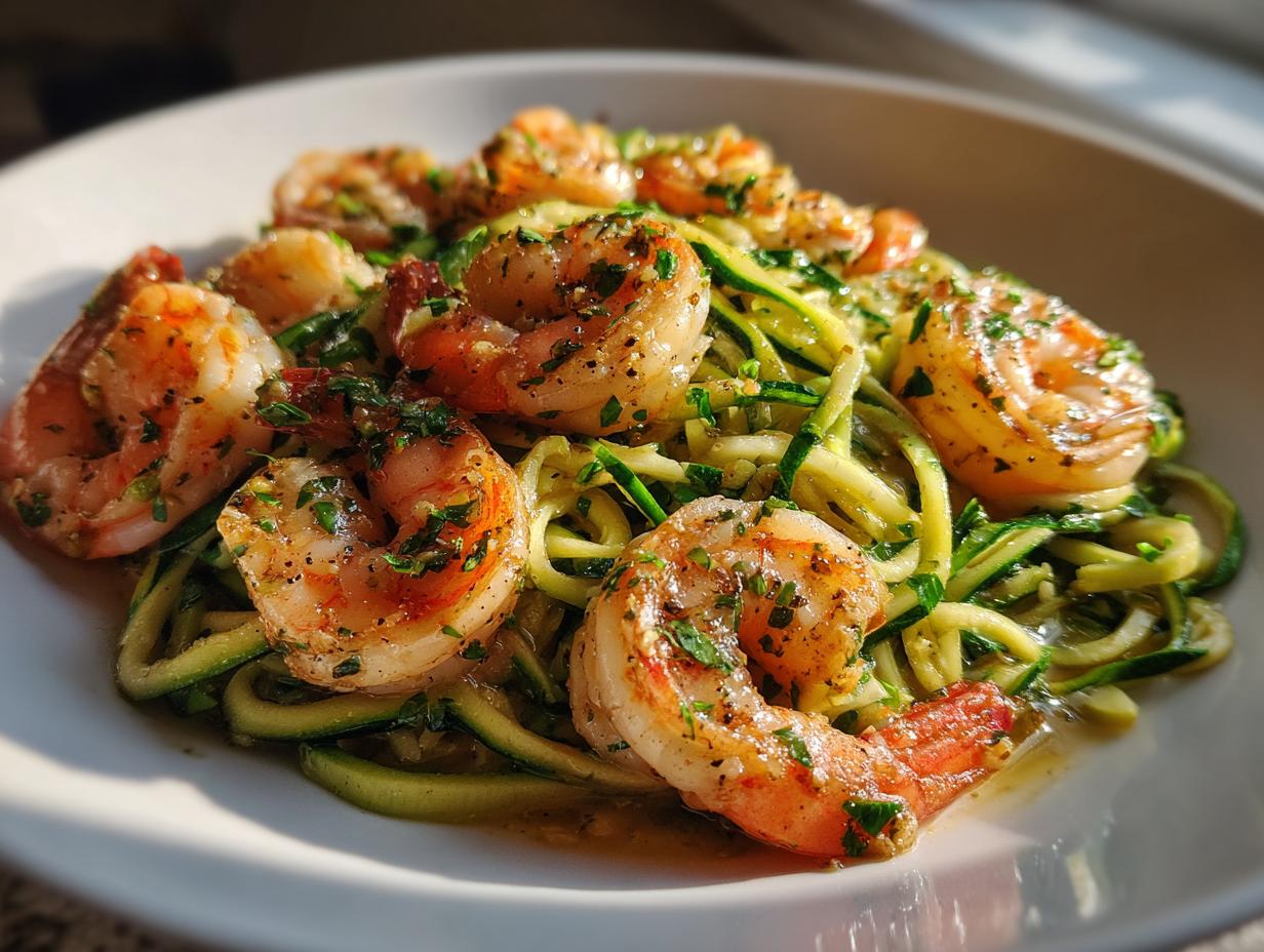 20-Minute Garlic Shrimp with Zucchini Noodles
