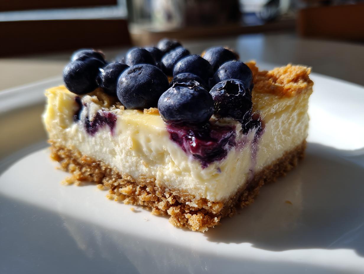 Blueberry Lemon Cheesecake Bars (3 Ingredients)