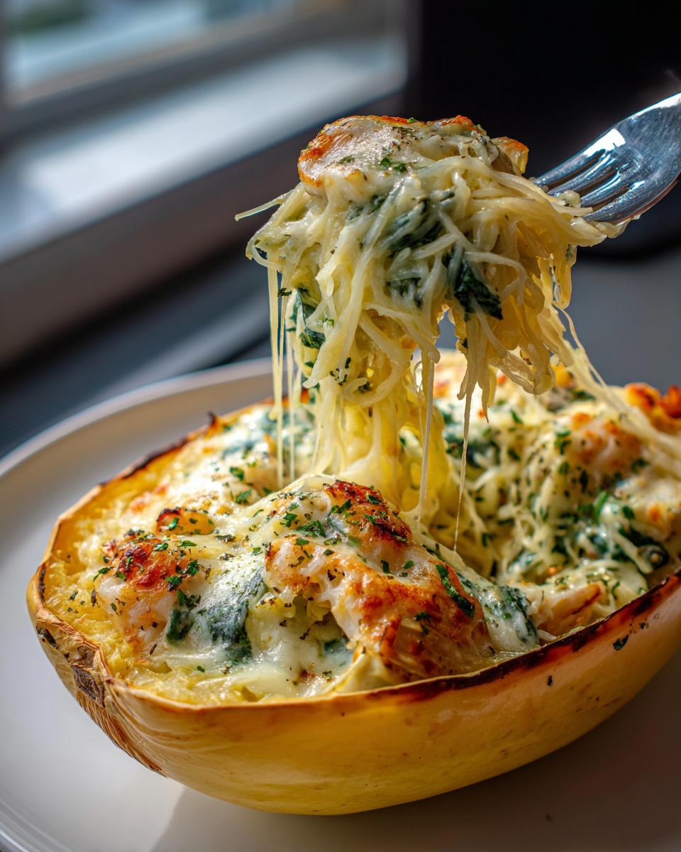 Cheesy Spinach and Artichoke Spaghetti Squash - detail 1