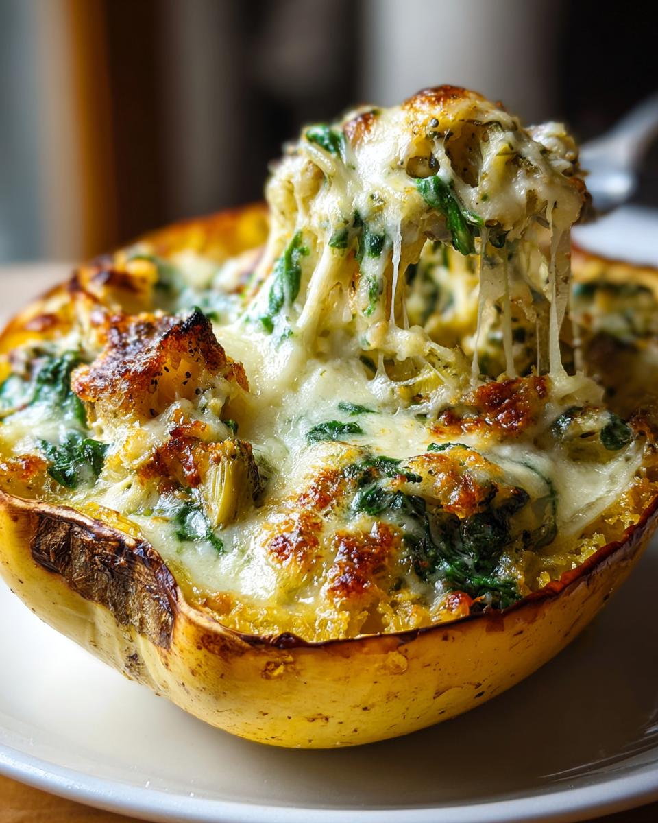 Cheesy Spinach and Artichoke Spaghetti Squash - detail 2