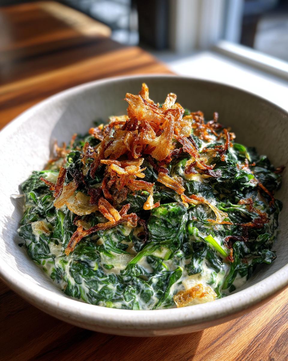 Creamed Spinach with Fried Shallots - detail 1