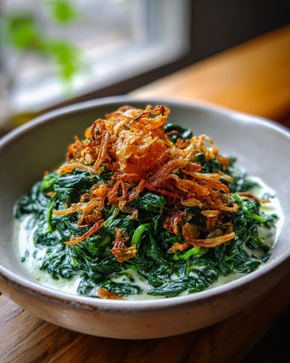 Creamed Spinach with Fried Shallots - detail 2