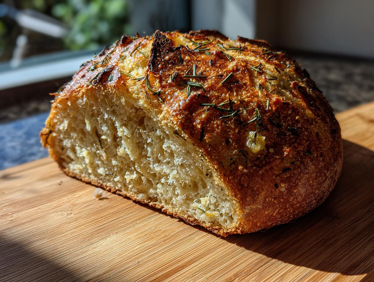 Irresistible Garlic-Herb Crusty Bread in 1 Hour