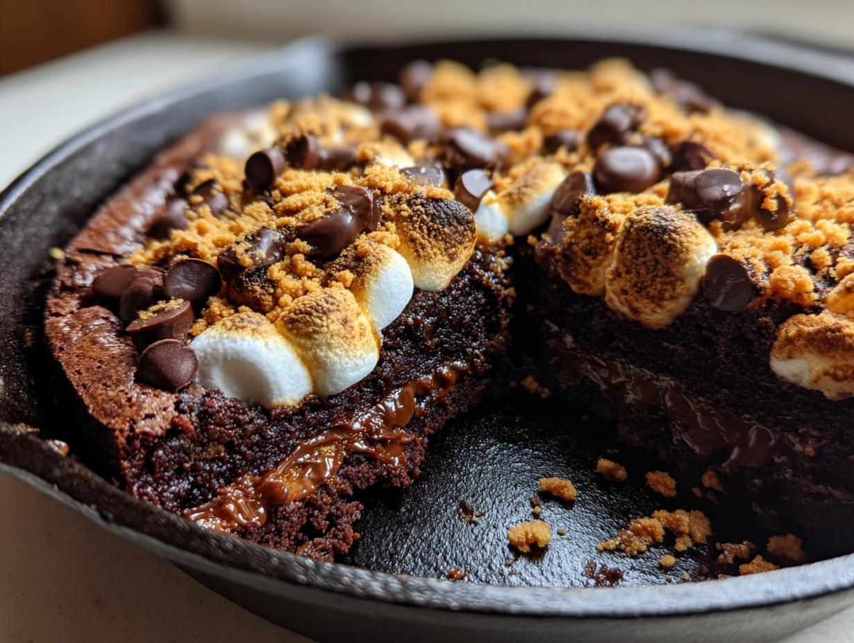 Crave-Worthy Skillet S’mores Brownie with 5 Gooey Layers