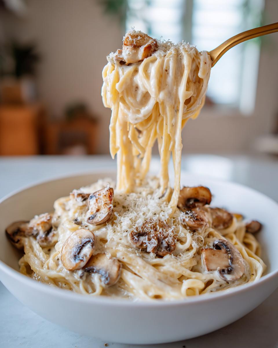 easy alfredo sauce with mushrooms - detail 1